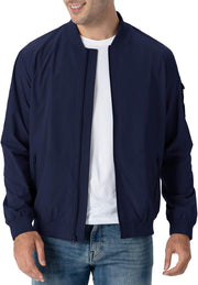 Men's Lightweight Bomber Jacket Flight Golf Casual Active Shell - navy