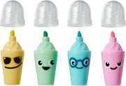 Milkshake Shaped Coloured Highlighter Pens for Kids For use at School & Homework - Four Funky Colours - Yellow Green Blue and Pink - 1 count (Pack of 4) Milkshake Highlighters