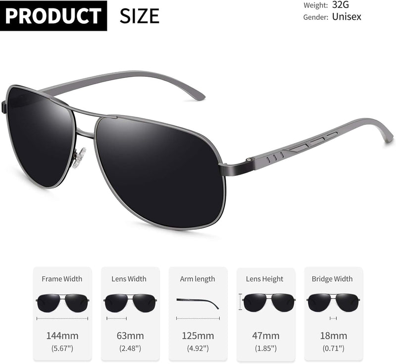 Joopin Rectangular Polarized Aviaion Sunglasses for Men Retro Military Shades Driving UV Protection