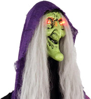 Mad Toys Spooky Hanging Animated Witch with Light-Up Eyes, Sound and Action Activated Halloween Decoration, Theme Party Haunted House Trick or Treat Decor