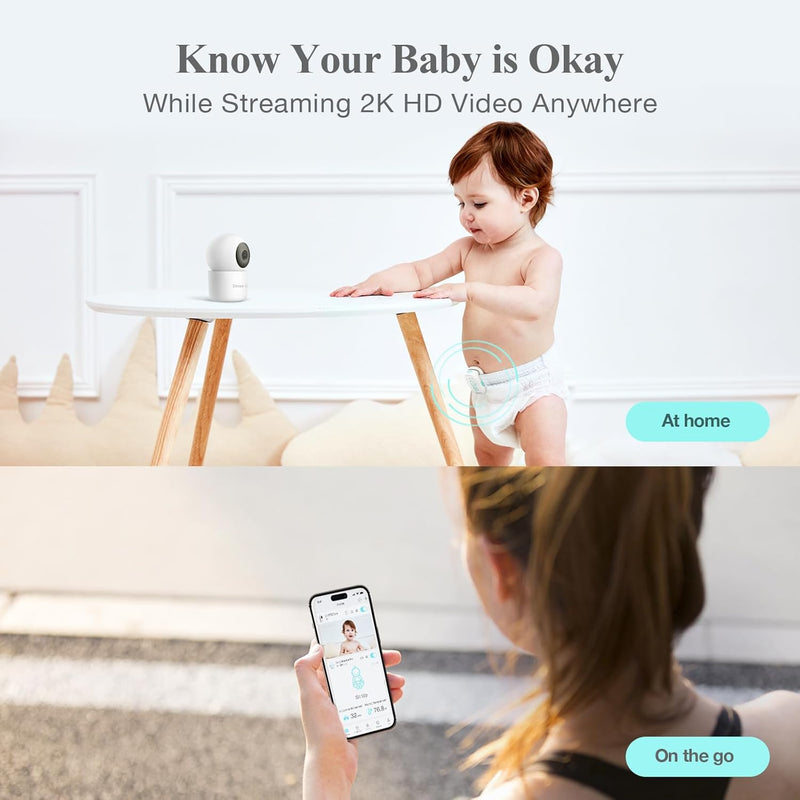 Sense-U Smart Baby Monitor Tracks Baby's abdominal Movement, Feeling Temperature and Stomach Sleeping for Baby Safety with Audio Alarm on Smartphone