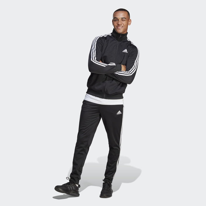 Men Basic 3-Stripes Tricot Track Suit - Black
