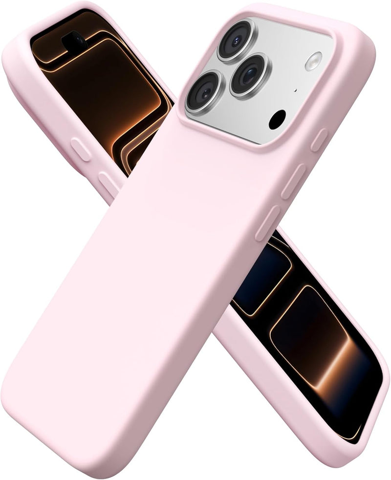 ORNARTO Compatible with iPhone 17 Pro Case 6.3", Slim Liquid Silicone 3 Layers Full Covered Soft Gel Rubber 17 Pro Phone Cases Cover 6.3 inch-Chalk Pink - Chalk Pink