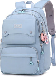 Kids Cute Backpack Set for School, 5PCS Kwaii School Bag Large-capacity, Girls Boys Back to School Book Bag Backpack for Teen - H/blue