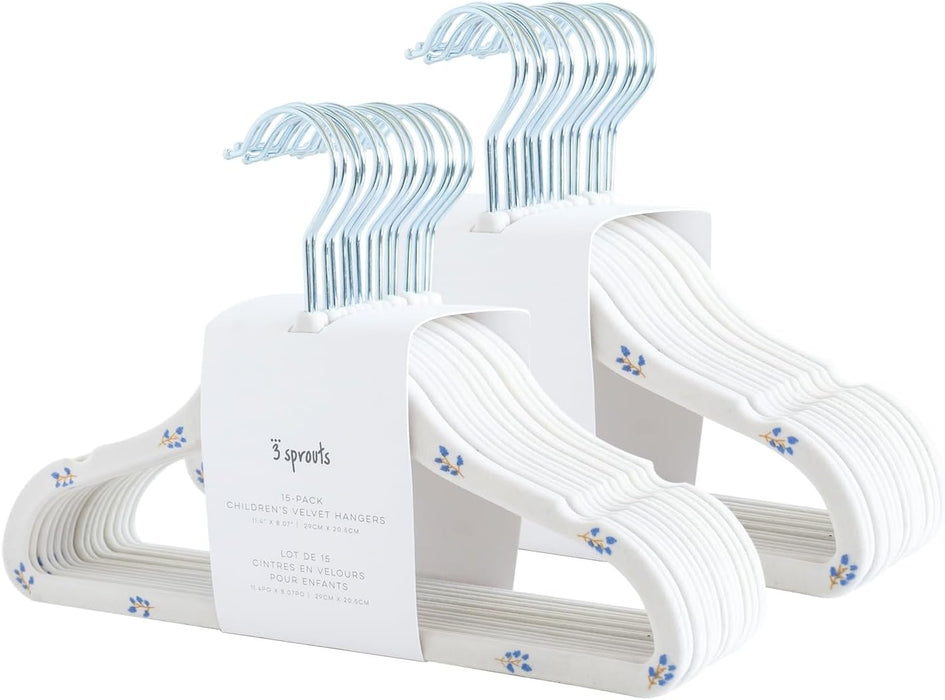 3 Sprouts Baby Hangers, Non-Slip Velvet Hangers, Kids Hangers - Pack of 15 - Pink