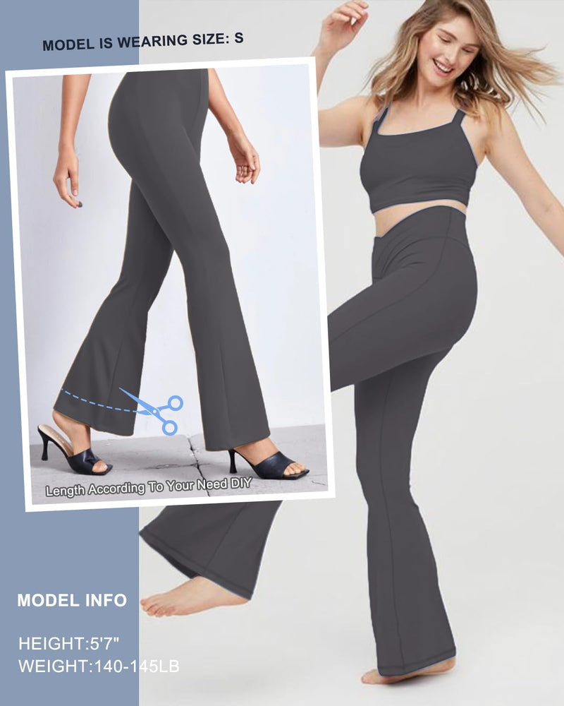Aoliks Crossover Flare Leggings for Women,High Waisted Bootcut Yoga Pants Workout Bell Bottom Leggings