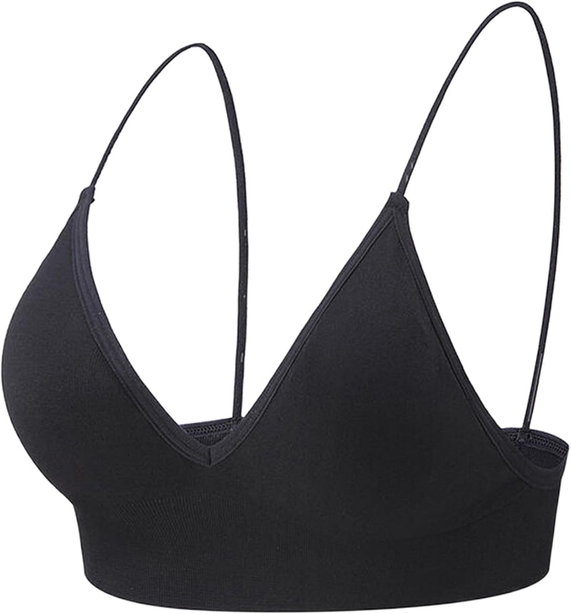 Dress Cici Women'S V Neck Triangle Strappy Sport Bra With Strappy Shoulder Strap