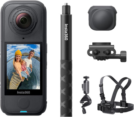 X4 Air Road Cycling Bundle (Independent) - Light 165g 8K 360 Camera, Invisible Selfie Stick, Replaceable Lenses, Shoot First & Frame Later, Built-in Wind Guard, Stabilization, AI Editing