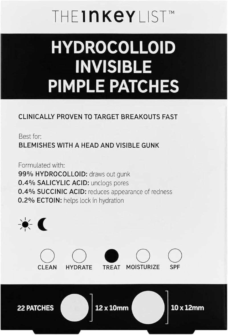 The INKEY list Hydrocolloid Invisible Pimple Patches, Spot Patches Contains Salicylic Acid, Day/Night Anti Acne Patches, Vegan & Cruelty Free, Suitable For All Skin Types