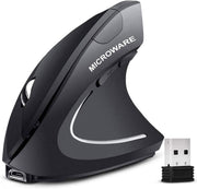 MICROWARE Rechargeable 2.4ghz Wireless Vertical Ergonomic Mouse 800-1600 Dpi Optical Mouse 6 Buttons and Portable Office Gaming Cordless Mice with A USB Receiver for Pc Computer Laptop for Right Hand