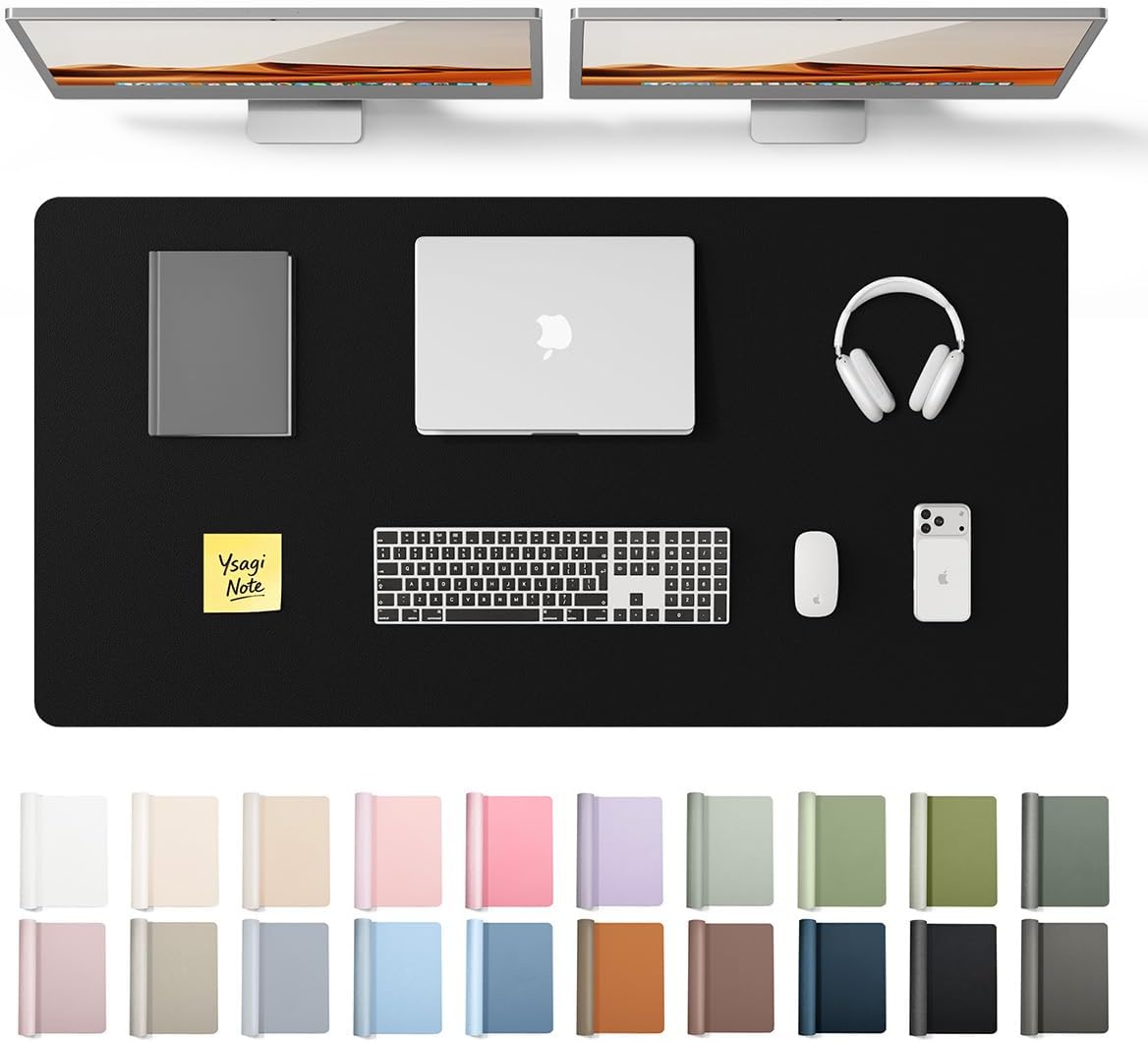 Desk Mat Large, Leather Mouse Pad, Black, 120x60cm Large Mousepad, Office Desk Protector, Non-Slip, PU Leather, Laptop Desk Blotter, Waterproof Writing Pad, for Office/Home – image 1