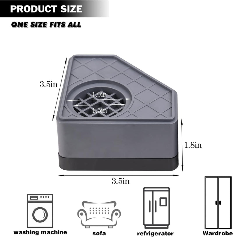 Sakolla Anti Vibration Pads for Washing Machine - Washer and Dryer Pedestals High Hard Wearing Square Rubber Foot Pads, Noise Cancelling and Shock Support Protects Pedestals (4 Pcs)