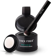 THICK FIBER Root Touch Up & Hairline Powder for Grey Root Coverage & Thin Hair Water & Sweat Resistant with Precise Brush Hair Loss Concealer for Roots, Bald Spots & Fill-In (Dark Brown) - Black 4g ( Pack of 1)