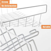 MARKQ Hanging Under Shelf Storage Basket, Large Wire Basket Space Saving Organizer for Kitchen Office Bathroom Cupboard Pantry Cabinet Bookshelf, White - Large White