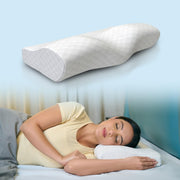 Cervical Neck Pillow Memory Foam for Neck Pain Relief Ergonomic Contoured Design for Spinal Alignment & Posture Ultra-Responsive Foam with Washable Cover Queen, White, 1 Pack - Memory with White Jacquard Cover Standard (Pack of 2)