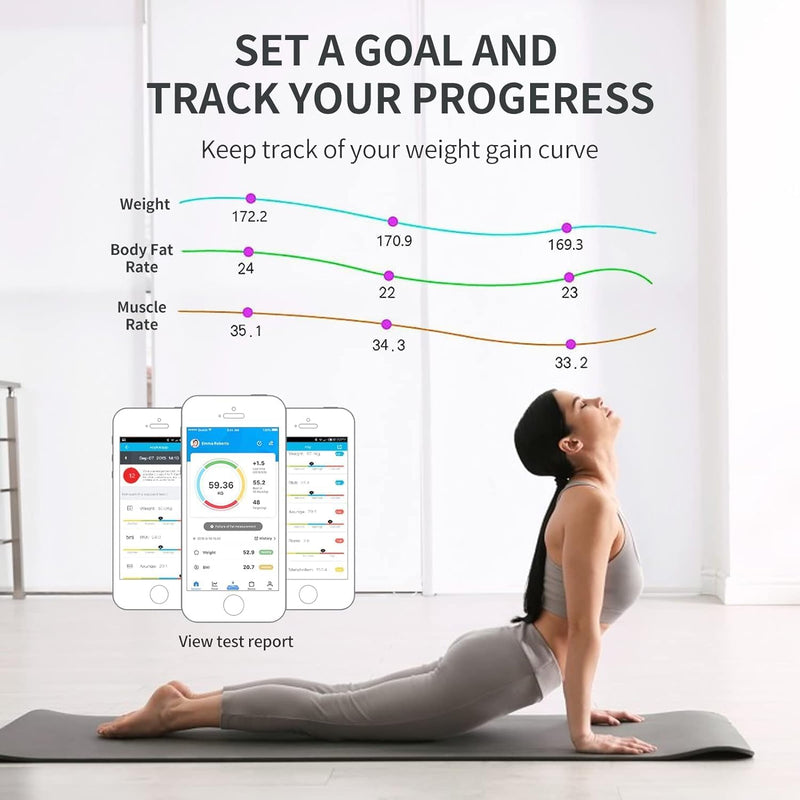 SKY-TOUCH Digital Weight Scale,Bluetooth Body Fat Scale,LED Display and Step-On,Body Composition Monitor Health Analyzer,with USB Charging,26x260x2cm,White
