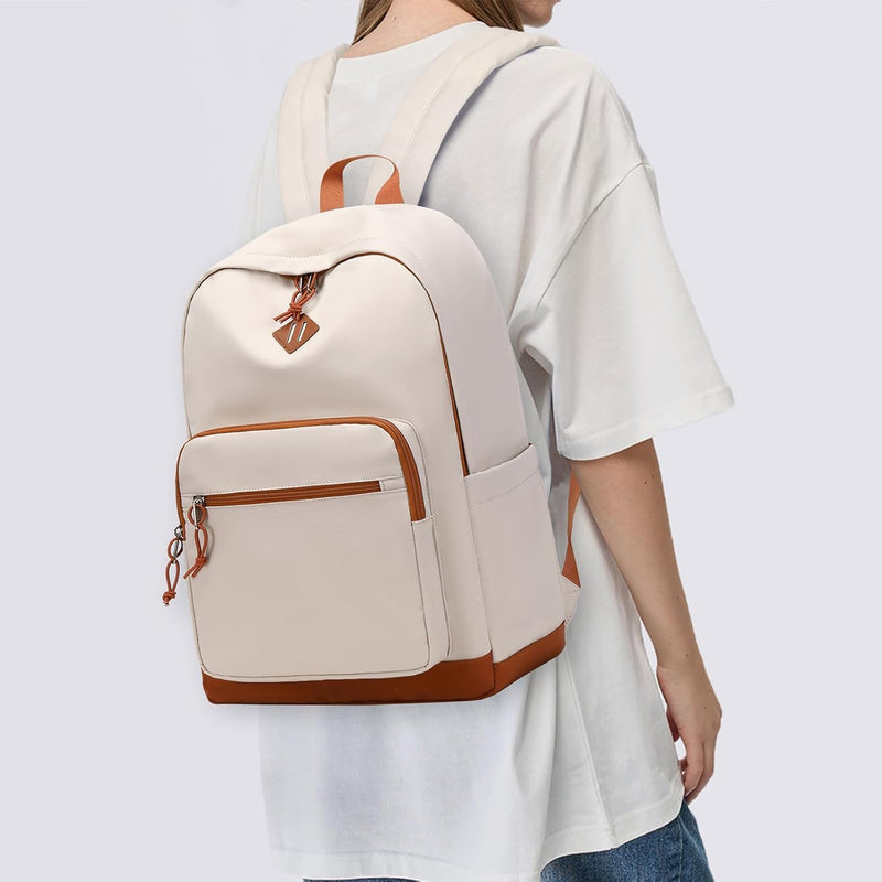 Mygreen Backpack, School Backpack travel Laptop Backpack, Students College Backpack Bookbag for Girls Boys Teen Women -Beige