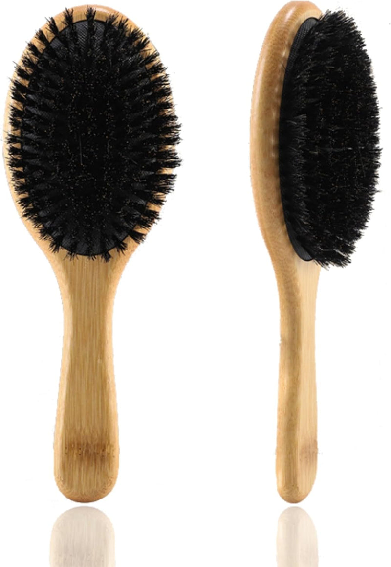 Natural Bristle Hair Brush 100% - Eco-Friendly, detangling hair brush, Smoothing, & Scalp Massaging for Professional Hair Brush for All Hair Types - L