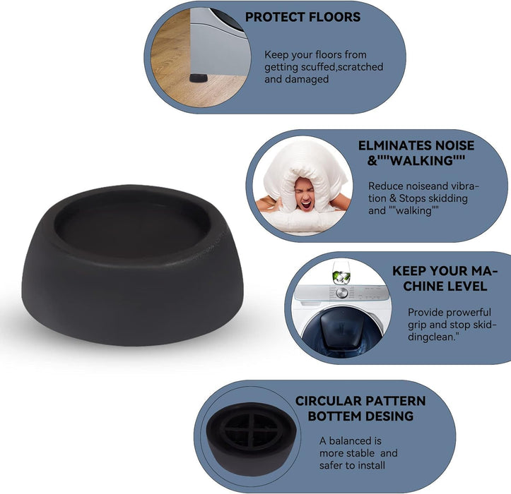 4 Pcs Washing Machine Base, Rubber Washing Machine Stabilizer, Washer Foot Pads, Shock and Noise Reduction for Washing Machines and Dryers, Washer Anti Vibration Mat