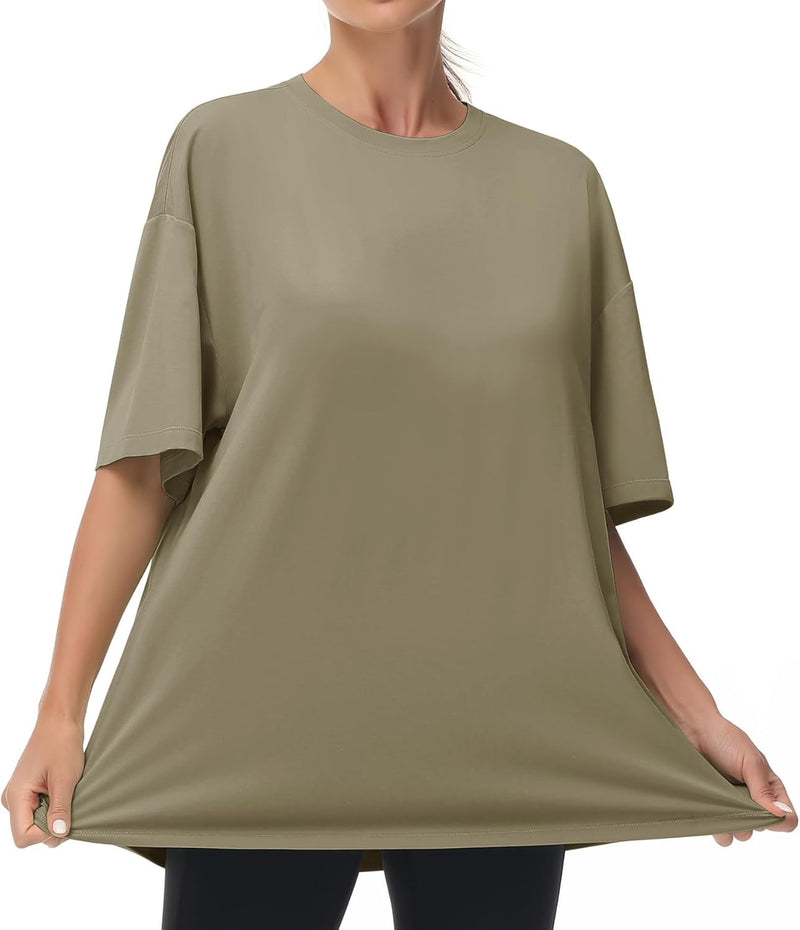 THE GYM PEOPLE Women's Casual Oversized T-Shirts Summer Crewneck Short Sleeve Workout Basic Tee Tops