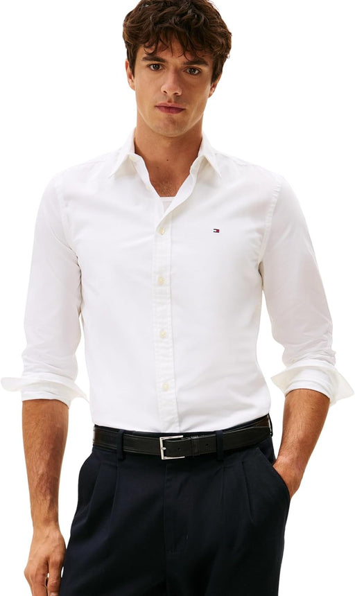 Mens Flex Poplin Kent Collar Sf Shirt Mw0mw40460 Slim Fit Shirt (pack of 1) - White