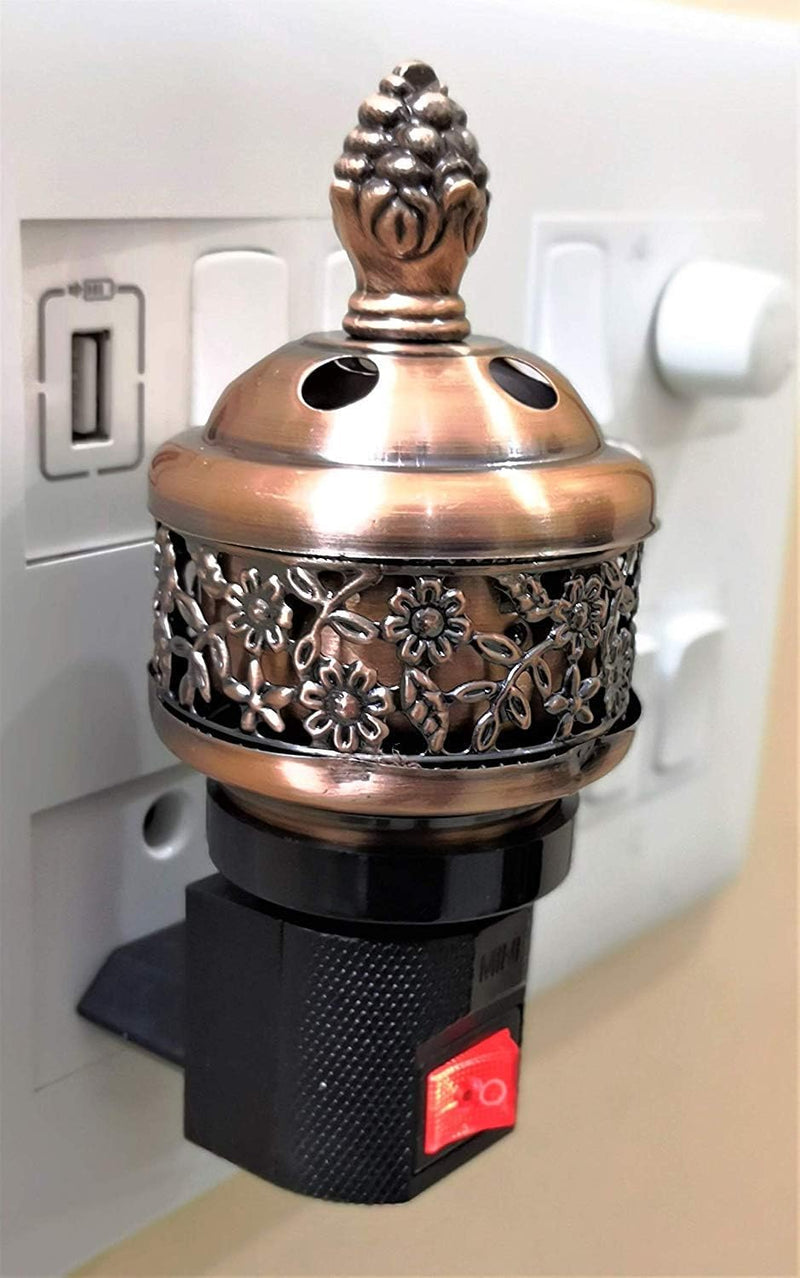 Buycrafty Electric Bakhoor Burner Mini Aroma Incense Burner Free Plug Oud Resin Frankincense Camphor Positive Energy Gift