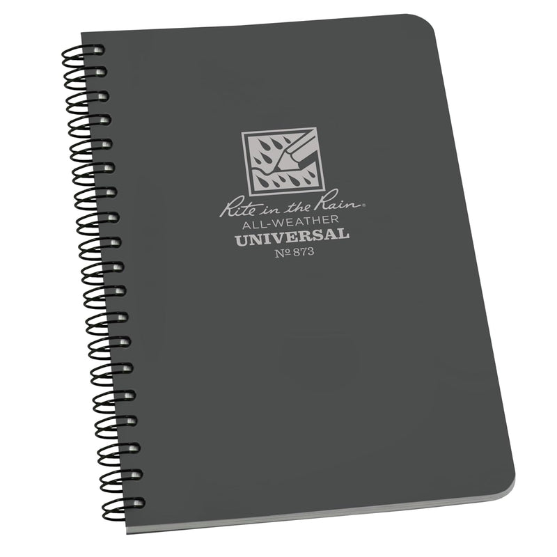 Rite in the Rain Weatherproof Side Spiral Notebook, 4.875" x 17.8 cm, Blue Cover, Universal Pattern (No. 273)", 1 pack - 1 Pack Gray