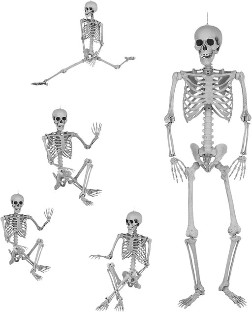Jorunb Halloween Life Size Skeleton Realistic Human,Full Body Skeleton Props with Movable Joints for Halloween Decoration Haunted House Indoor Outdoor Décor Spooky Scene Party Decor (40cm-2pcs) - 165cm