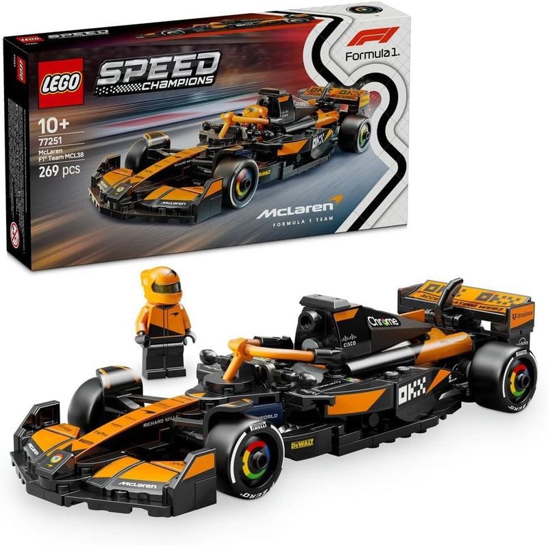 Speed Champions McLaren F1 Team MCL38 Race Car Toy with a Collectible Formula 1 Driver Minifigure - Model Kits for 10+ Year Old Boys & Girls or Adult Motorsport Fans 77251