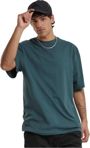 mens Tall Tee Oversized T-Shirt Oversized Short Sleeves T-Shirt with Dropped Shoulders, 100% Jersey Cotton (pack of 1) - Bottle green