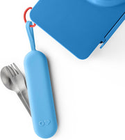 OmieBox Travel Utensil Set Fork and Spoon with Case for Easy Travel Stainless Steel Fork and Spoon (Blue) - Blue