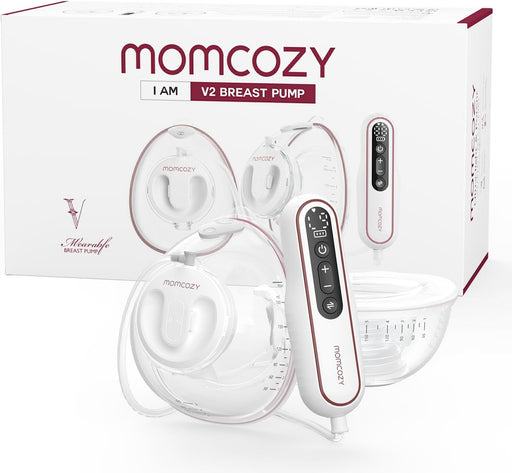 Momcozy V2 Ultra-Light Breast Pump, White - Mani libere Dusty Pink