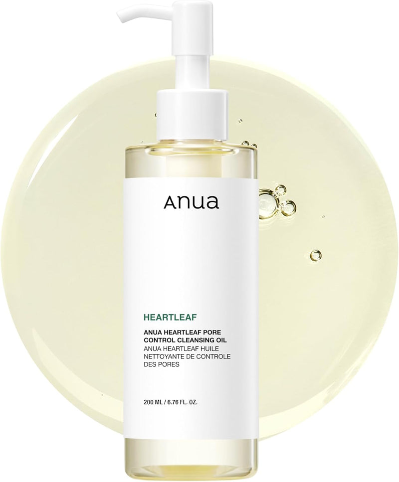 Heartleaf Pore Control Cleansing Oil Korean Facial Cleanser, Daily Makeup Blackheads Removal 6.76 fl oz(200ml) - Black