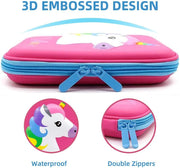 Unicorn Pencil Case with Compartments - Shockproof EVA Hard Shell Multiple Pen Slots Mesh Pockets Large Capacity Organizer for School & Travel 8.7"