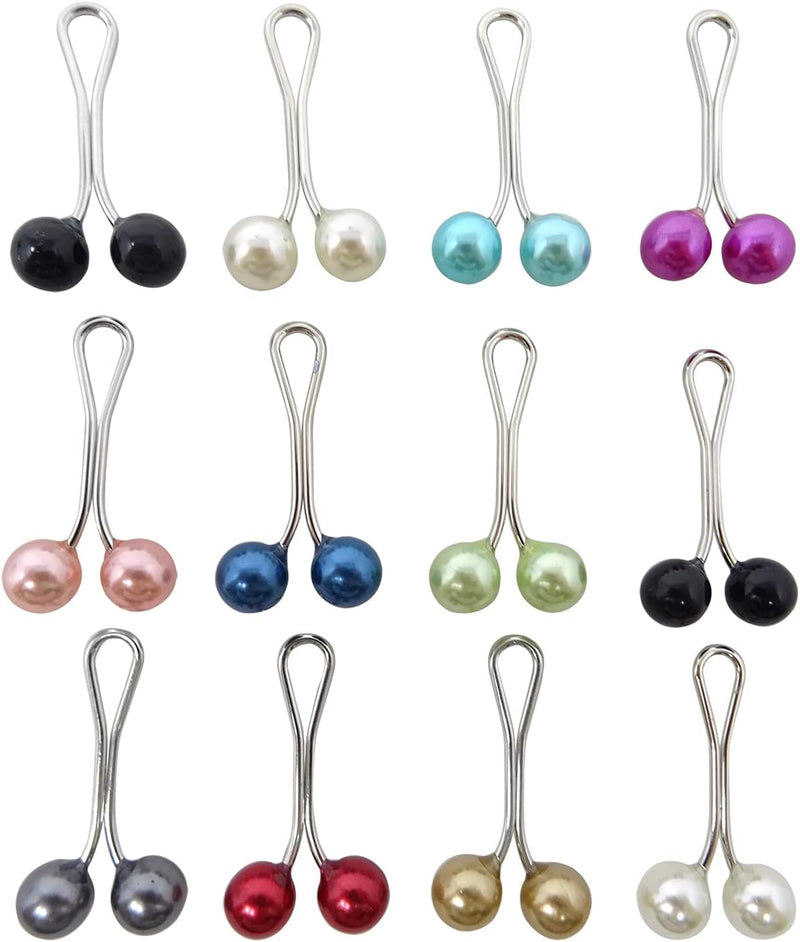 Honbay 12PCS Cute Hijab Pins Crystal Rhinestone Ball Pearl Brooch Pins Headscarf Shawl Scarf Muslim Hijab Scarf Clips Safety Pins Buttons Wedding Dress Decorative Boutonniere
