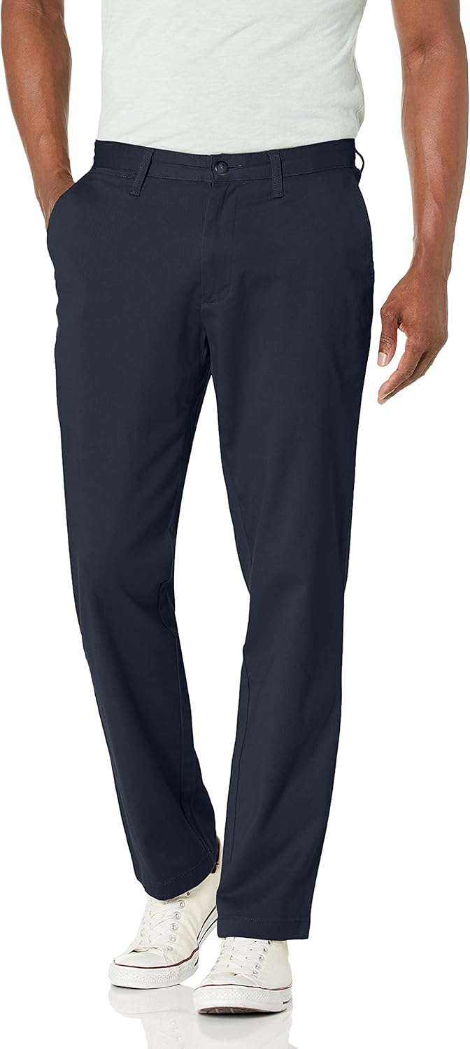 mens Classic Fit Flat Front Stretch Solid Chino "deck" Pant Business Casual Pants - Blue
