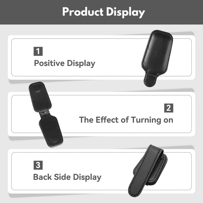 T Tersely Sunglasses Holder for Car Visor Universal Magnetic Adsorbed Leather Eyeglasses Holder Glasses Hanging Storage Clip Car Visor Accessories Ticket Card Clip for Car Accessories Parts (Brown)