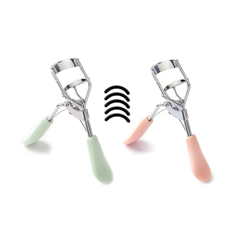 GTOULKXN 2pcs(1Pink&1Green) Eyelash Curler For Ladies, Universally Applicable for All Eye Sizes, Achieves Curls, Sleek Design for Superior Grip, Eye Beauty Accessory Comes with 5 Rubberized Strip