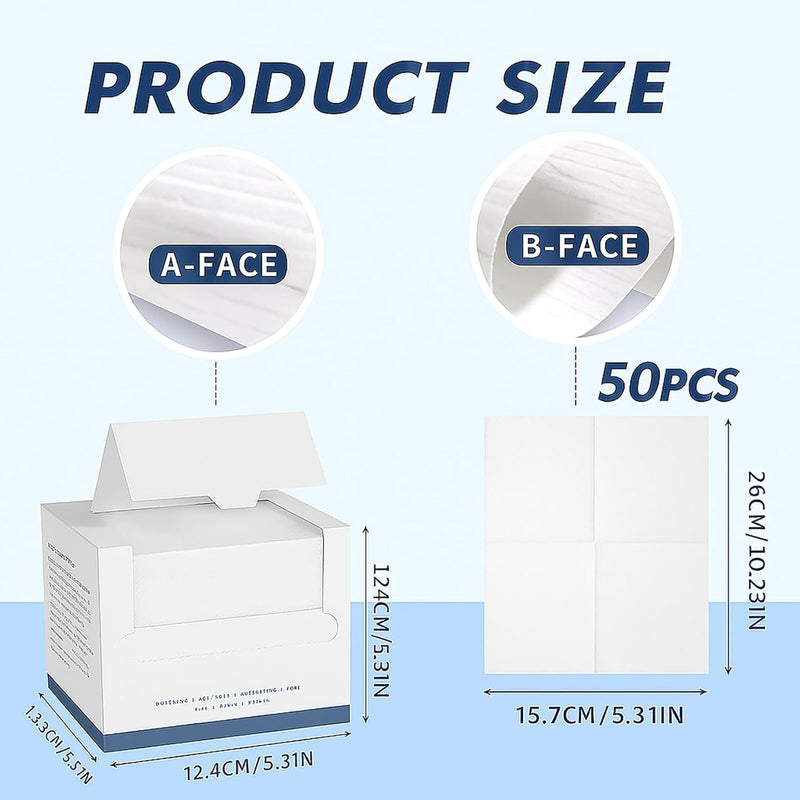 Pack of 50 Clean Towels, XL Soft Disposable Towels for Sensitive Skin, 26 x 30 cm, Make-Up Removal, Baby Wipes