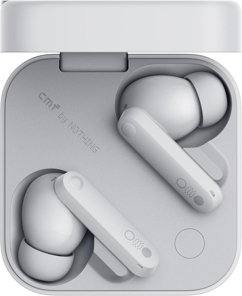 CMF by Nothing Buds Pro 2 Wirelesss earphones with HiFi sound, 50 dB Smart Active Noise Cancellation, 6 HD mics and Spatial Audio, 2025 - Light Grey - Light Grey