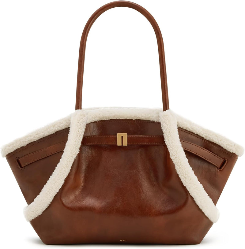 Women's Hana Medium Tote Bag - Brown Faux Fur