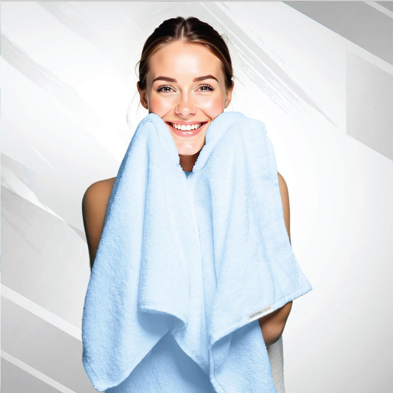 Cotton Home Rest Bath Towel- Set of 2 Sky Blue, Cotton Towel | 70x140cm / 27x55 inch, Luxury Hotel Towel Set Absorbent Durable Lightweight Washable Quick Dry Spa Quality Beach Pool Family Bath Towel.