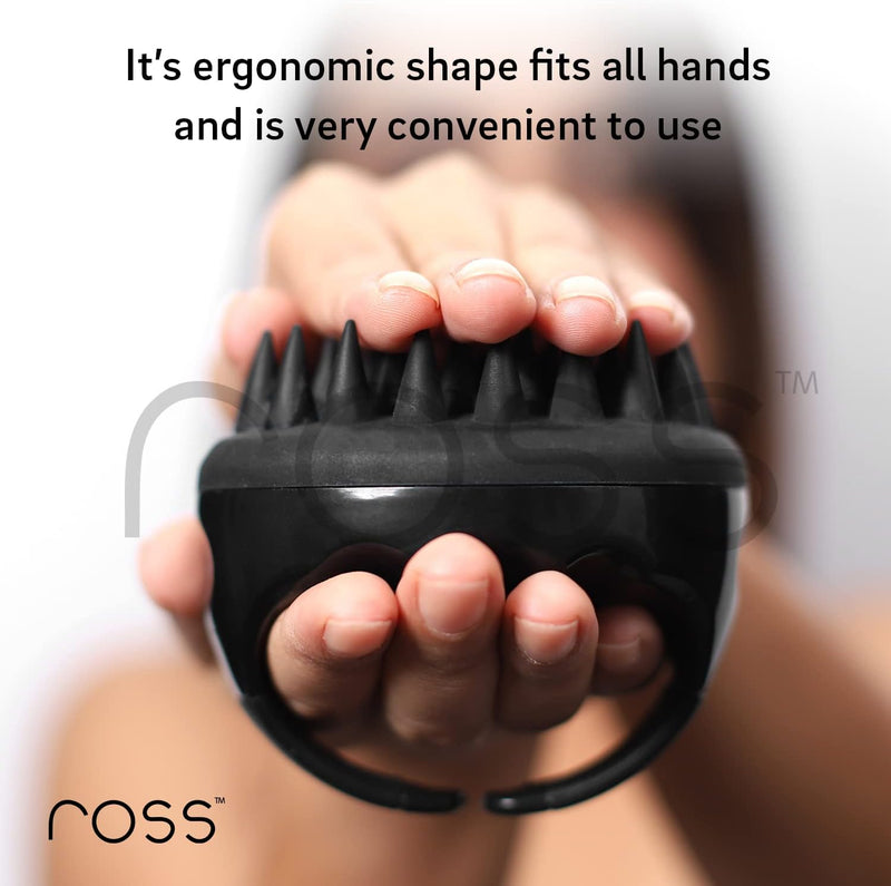 Ross Hair Scalp Massager Shampoo Brush with Soft Silicone Bristles (Black)