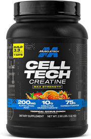 MuscleTech Platinum Creatine Monohydrate Powder Pure Micronized Muscle Recovery + Builder for Men & Women Workout Supplements Unflavored 400 grams 80 servings - Citrus Punch 3 Lbs