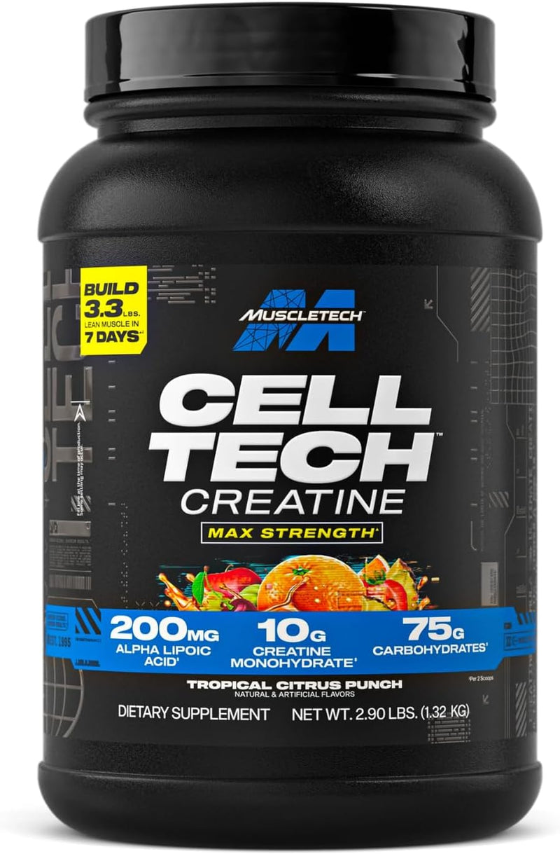 MuscleTech Platinum Creatine Monohydrate Powder Pure Micronized Muscle Recovery + Builder for Men & Women Workout Supplements Unflavored 400 grams 80 servings - Citrus Punch 3 Lbs