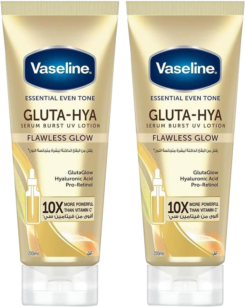 Essential Even Tone Flawless Glow Gluta-Hya Serum Burst UV Lotion Value Pack, 2 x 200 ml - 200ml, Pack of 2