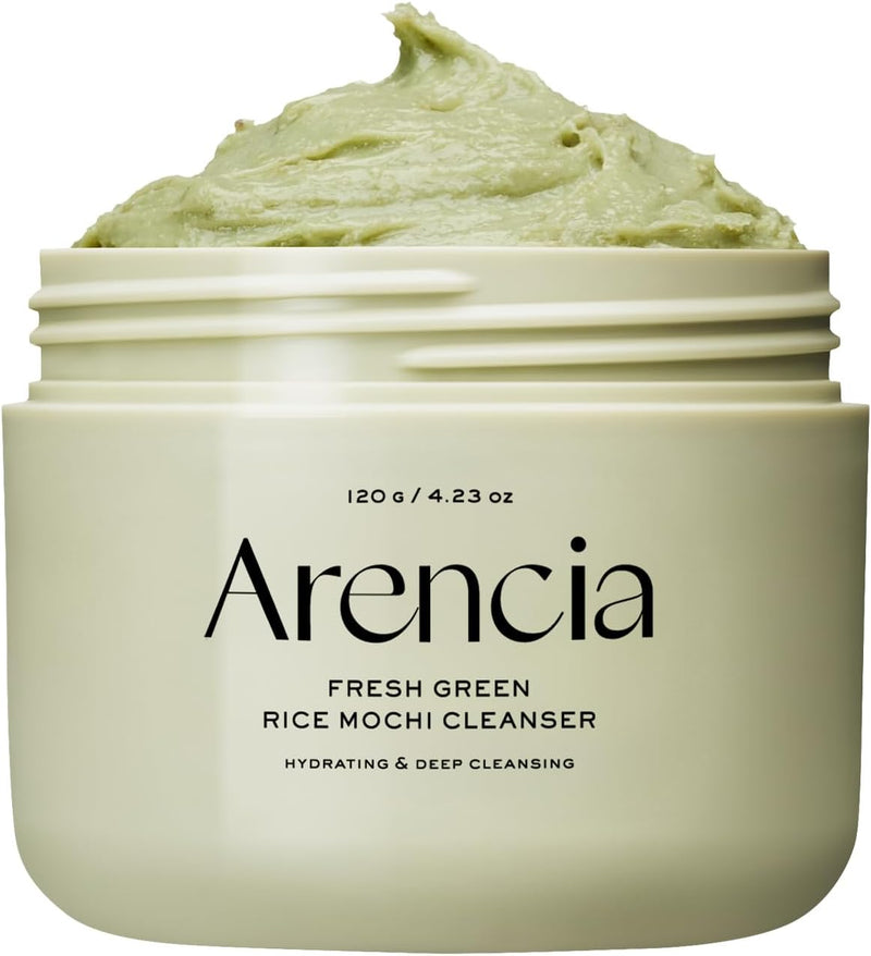 Rosehip Brightening Rice Mochi Face Cleanser & Daily Scrub - Moisturizing, Exfoliating & Deep-Cleansing - All Skin Types with Rice Powder & Rice Water (120g) - 120g Green