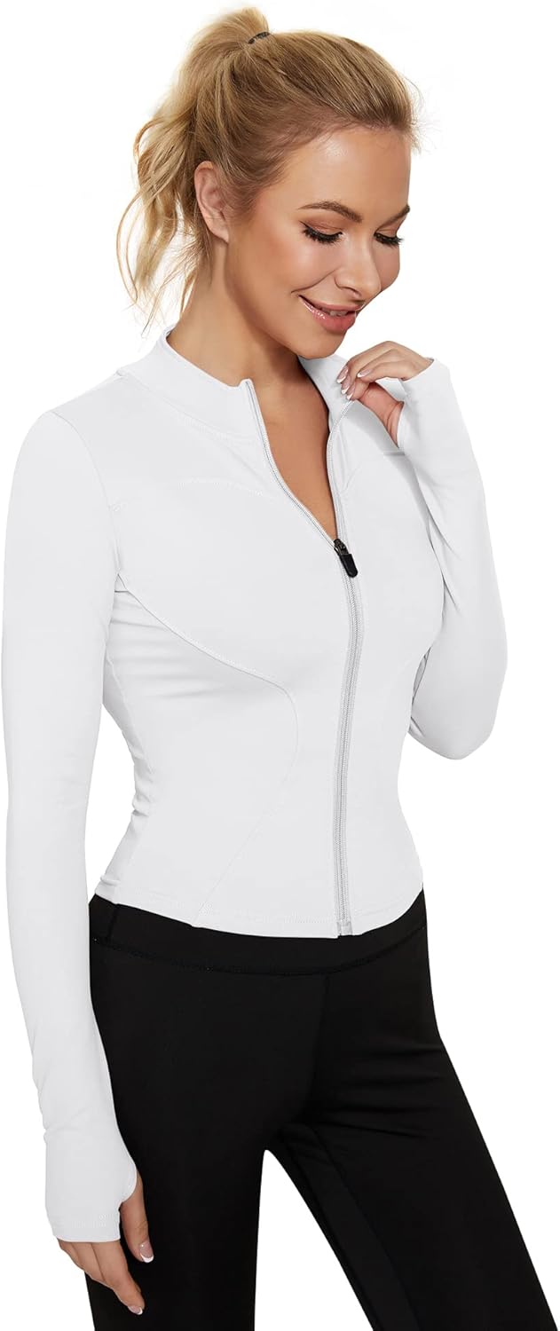 IECCP Women's T-Shirt, Gym Top, Yoga Top, Long-Sleeved Crop Top, Sports Shirt, Lightweight Fitness Top with Half Zipper and Thumb Hole