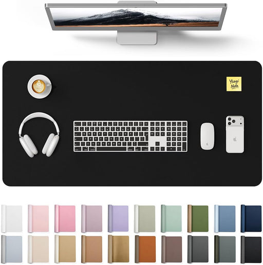 Desk Mat Large, Leather Mouse Pad, Black, 90x43cm Large Mousepad, Office Desk Protector, Non-Slip, PU Leather, Laptop Desk Blotter, Waterproof Writing Pad, for Office/Home