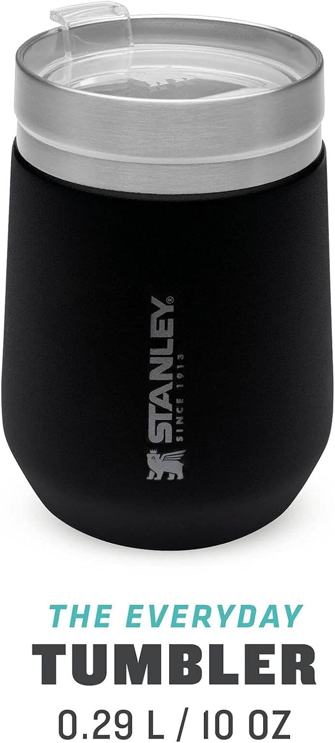 STANLEY Go Everyday Tumbler 0.29L / 10 OZ Matt Black Stainless Steel Tumber for Wine, Cocktails, Coffee, Tea - Keeps Cold / hot for Hours - BPA- Dishwasher Safe